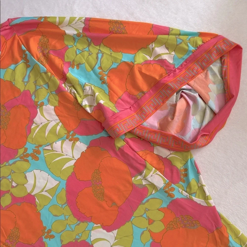 Trina Turk | Playa De Flor Tropical Floral Print Tunic Coverup Mini Dress (M) - Picture 7 of 16